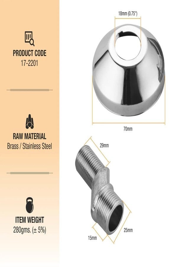 FOLX FBA138 SS-304 Grade, Leg with Flange & Washer for Wall Mixers (Combo Set of - (2, Chrome Finish) - Image 5